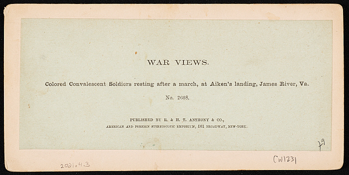 Convalescent Soldiers Resting after a march, at Aiken’s Landing, James River, Va. Slider Image 2